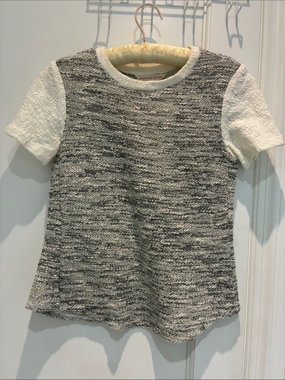 Rebecca Taylor Tweed & Knit Metallic Short Sleeve Top Size 2⭐️